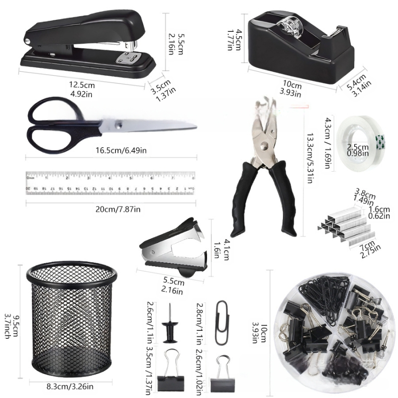 Piiriülene pliiatsihoidja kontorikomplekt Macaron värviline kirjatarvete klammerdaja käärid teip klammerdaja eemaldaja klammerdaja hoiukarp