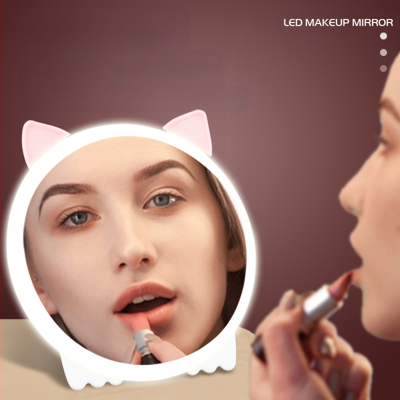 Ново LED огледало за грим, широко сгъваемо настолно огледало за тоалетка, ръчно, усъвършенствано преносимо огледало за спалня