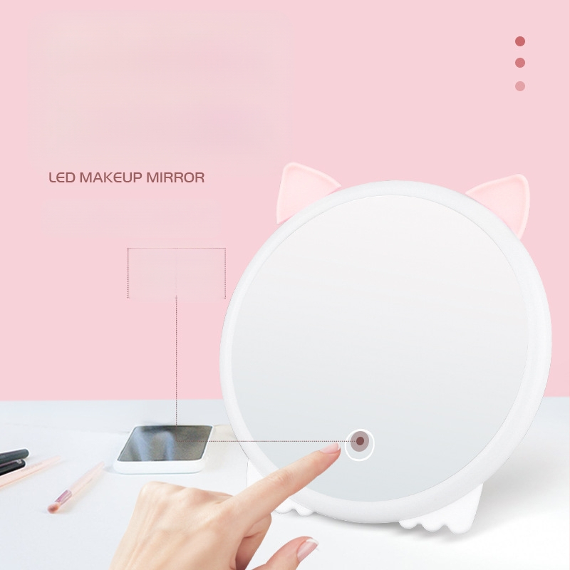 Ново LED огледало за грим, широко сгъваемо настолно огледало за тоалетка, ръчно, усъвършенствано преносимо огледало за спалня