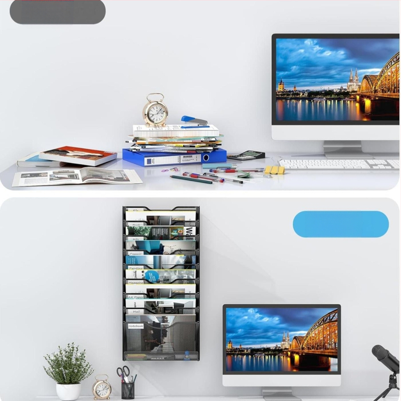 Трансграничен 10-етажен стелаж за съхранение на документи Стенен стелаж за съхранение Безпроблемна ютия Многоетажен стенен стелаж за списания, книги и вестници