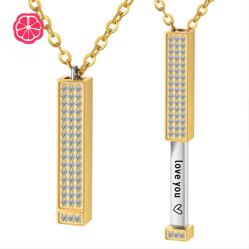 Roostevabast terasest teemantkomplektiga nuku kaelakee, millel on isetegemise teemant-teleskoop-stereokepiga kaelakee jõulukingiks