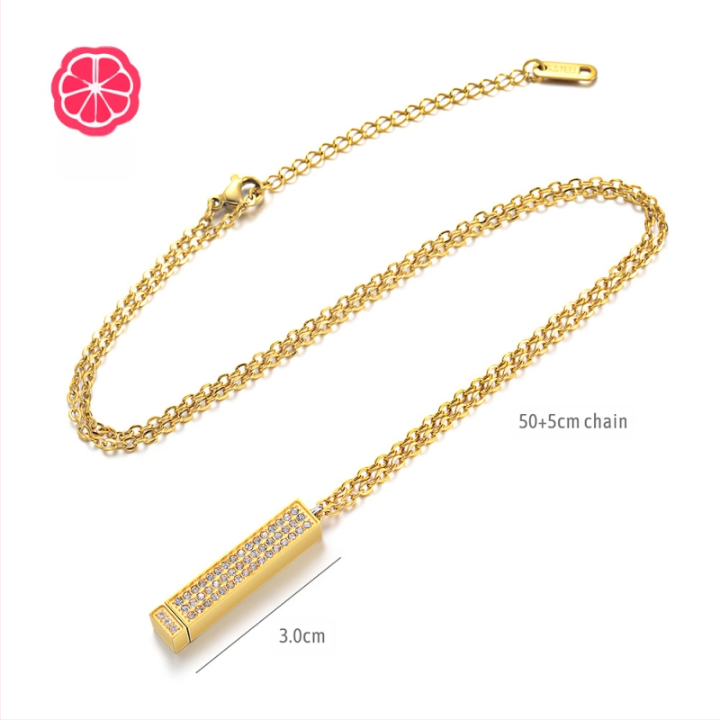 Roostevabast terasest teemantkomplektiga nuku kaelakee, millel on isetegemise teemant-teleskoop-stereokepiga kaelakee jõulukingiks