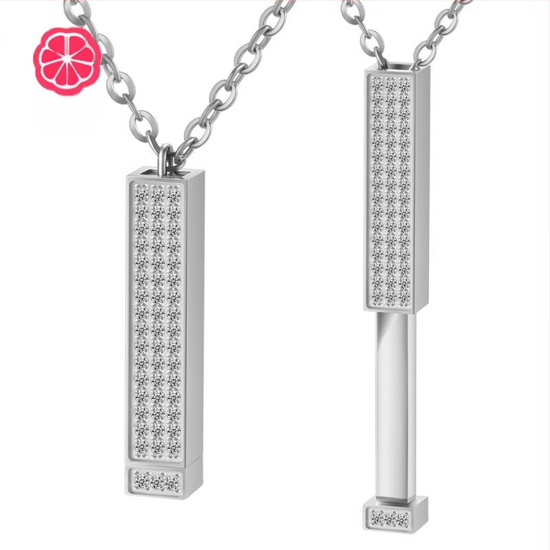 Roostevabast terasest teemantkomplektiga nuku kaelakee, millel on isetegemise teemant-teleskoop-stereokepiga kaelakee jõulukingiks