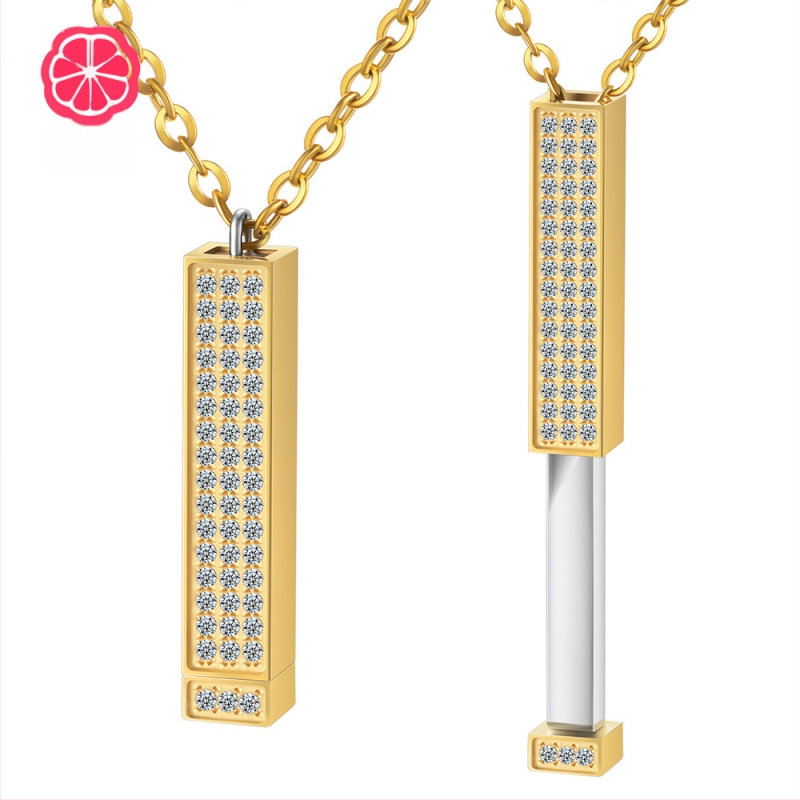 Roostevabast terasest teemantkomplektiga nuku kaelakee, millel on isetegemise teemant-teleskoop-stereokepiga kaelakee jõulukingiks