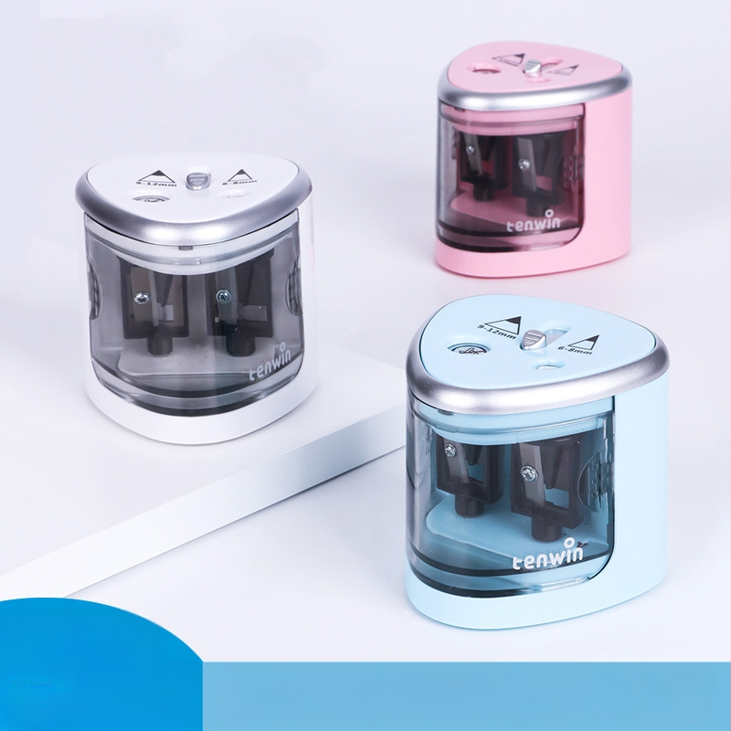 Tenwini kahe auguga elektriline pliiatsiteritaja, poolautomaatne paksusega kahe auguga pliiatsiteritusmasin, piiriülene aku, mudel 8004