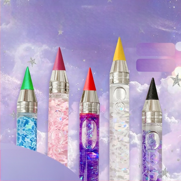 Spalvotas švino rašiklis pradinių klasių mokiniams, pieštukas be galandimo mergaitėms su rašikliu, kanceliarinių prekių dovanų maišelis, amžinas pieštukas