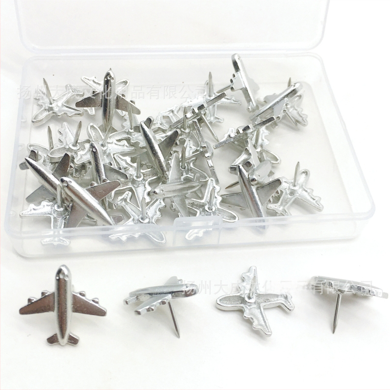 „Factory Direct“ kūrybingas trimatis metalinis orlaivio smeigtukas kamštinei lentai, veltinio dekoratyvinis I formos vinių smeigtukas