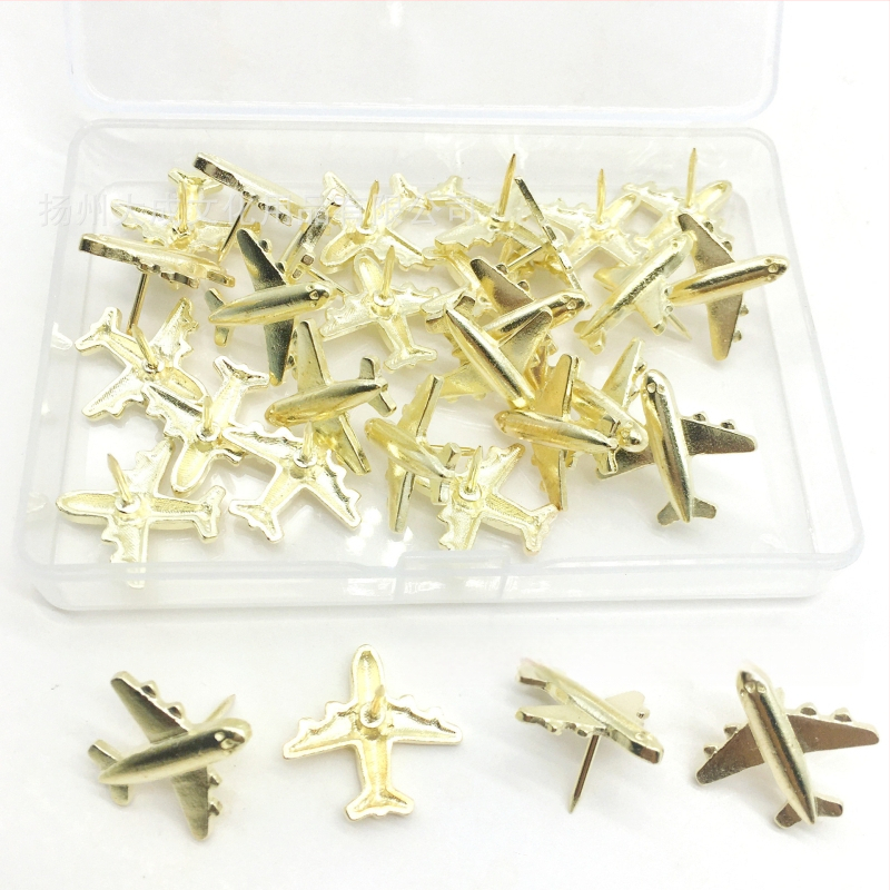 „Factory Direct“ kūrybingas trimatis metalinis orlaivio smeigtukas kamštinei lentai, veltinio dekoratyvinis I formos vinių smeigtukas