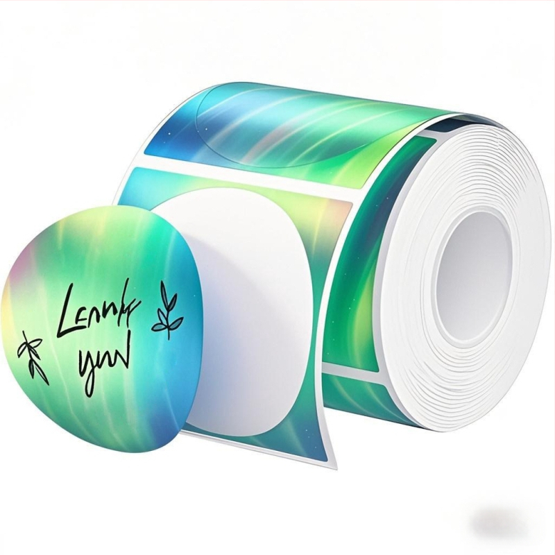 Leminyun lāzera termodrukas papīra pašlīmējošās uzlīmes, karsts izpārdošana, 50 apaļas termodrukas īpašais piedāvājums