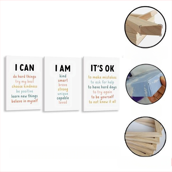 Amazoni koomiksifraasid lasteaia rippuv maalimine lõuendile raamita maal kolmekordne inspireeriv tsitaat laste magamistoa dekoratiivmaaling