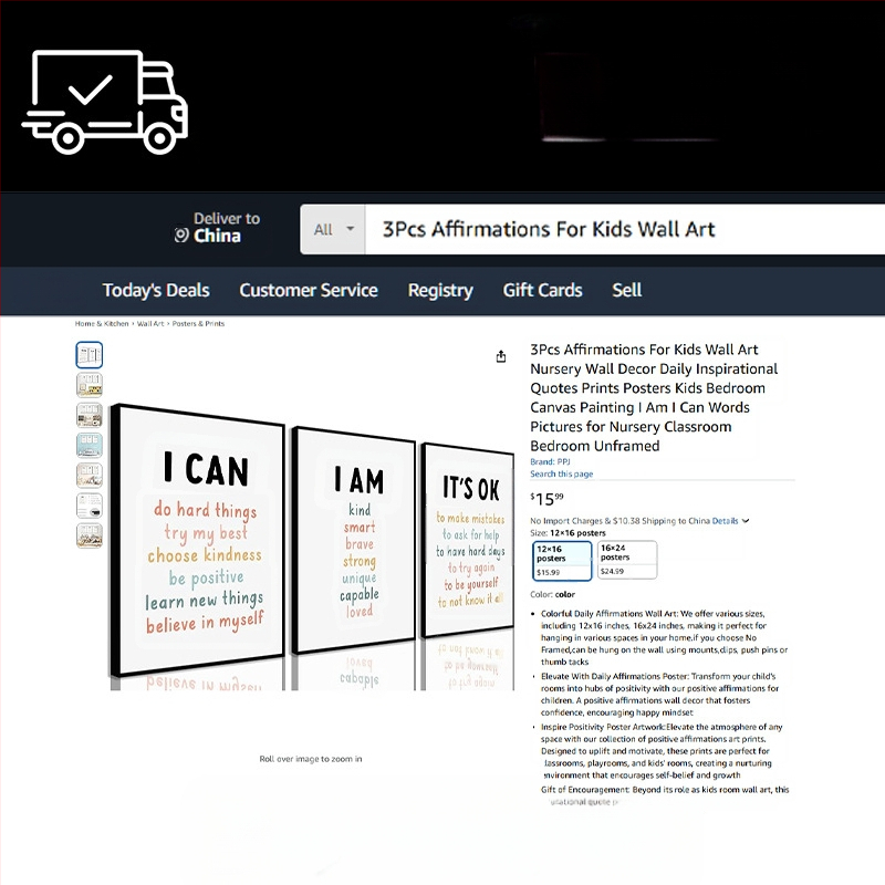 Amazoni koomiksifraasid lasteaia rippuv maalimine lõuendile raamita maal kolmekordne inspireeriv tsitaat laste magamistoa dekoratiivmaaling