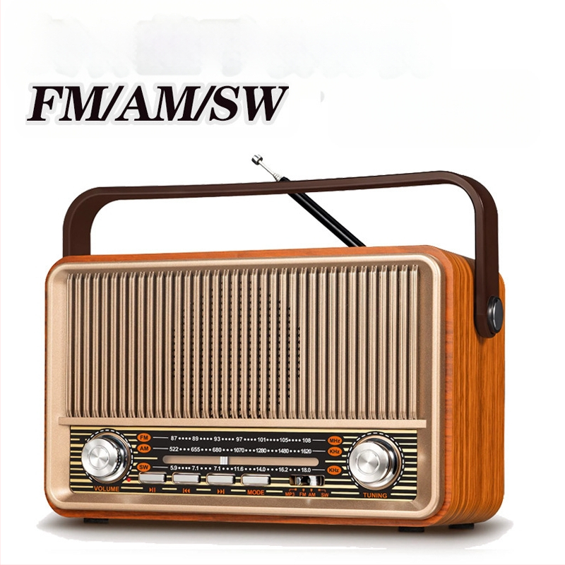 Piiriülene retro kaasaskantav raadio Am Fm Bluetooth juhtmevaba Super Bass TF USB MP3-mängija