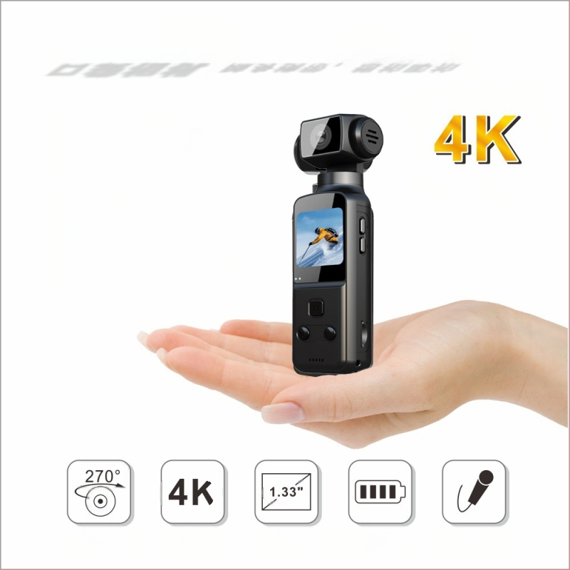 Populiari K1 kišeninė kamera 4K HD sportinė kamera rankinė dviračių sporto kamera 270° besisukanti vlog
