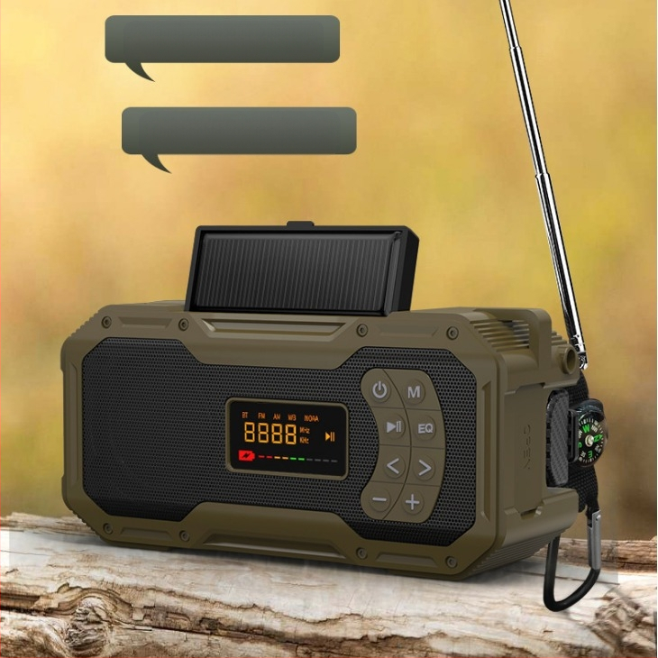 Päikeseenergia Bluetooth-kõlar Multifunktsionaalne kaasaskantav õues kasutatav telkimisvalgusti Raadio Hädaolukorras laetav taskulamp Heli