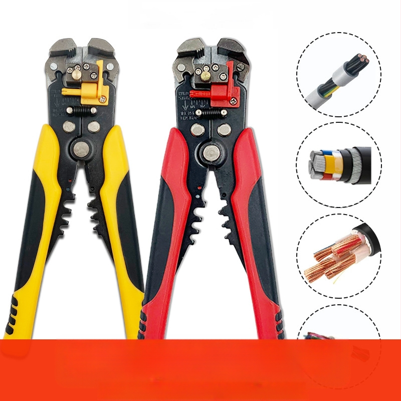 D2 daugiafunkcinės automatinės laidų nužievinimo replės elektrikams, trijų funkcijų, dviejų spalvų, kabelių nužievinimo, užspaudimo įrankis, varžtų žirklės