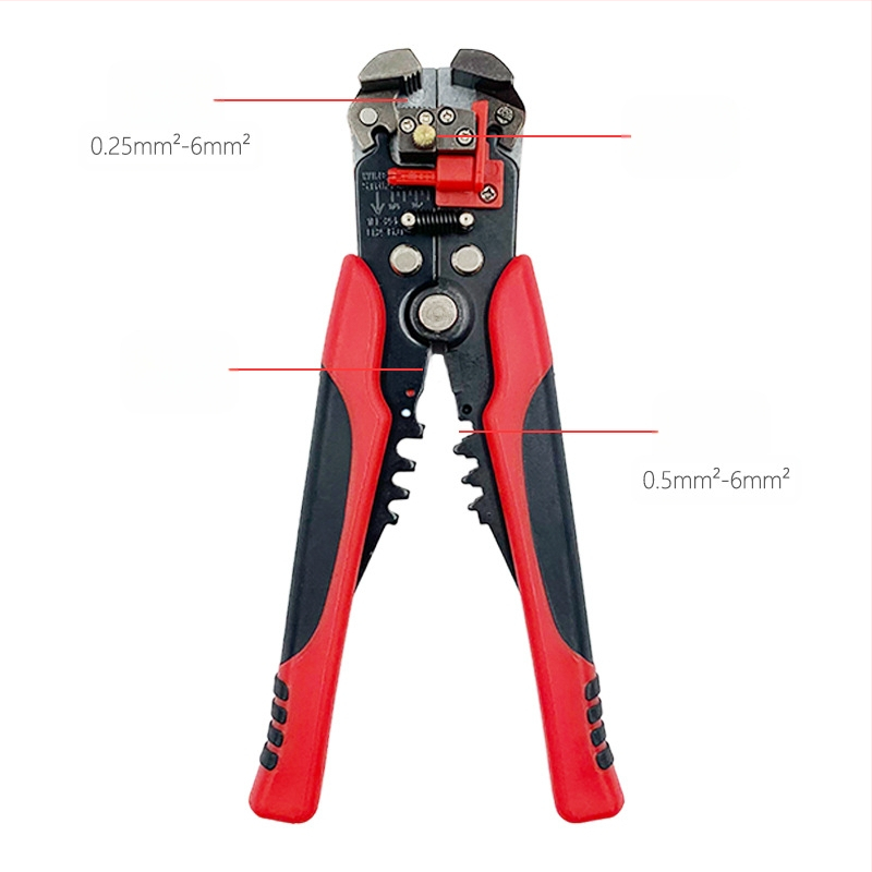 D2 daugiafunkcinės automatinės laidų nužievinimo replės elektrikams, trijų funkcijų, dviejų spalvų, kabelių nužievinimo, užspaudimo įrankis, varžtų žirklės