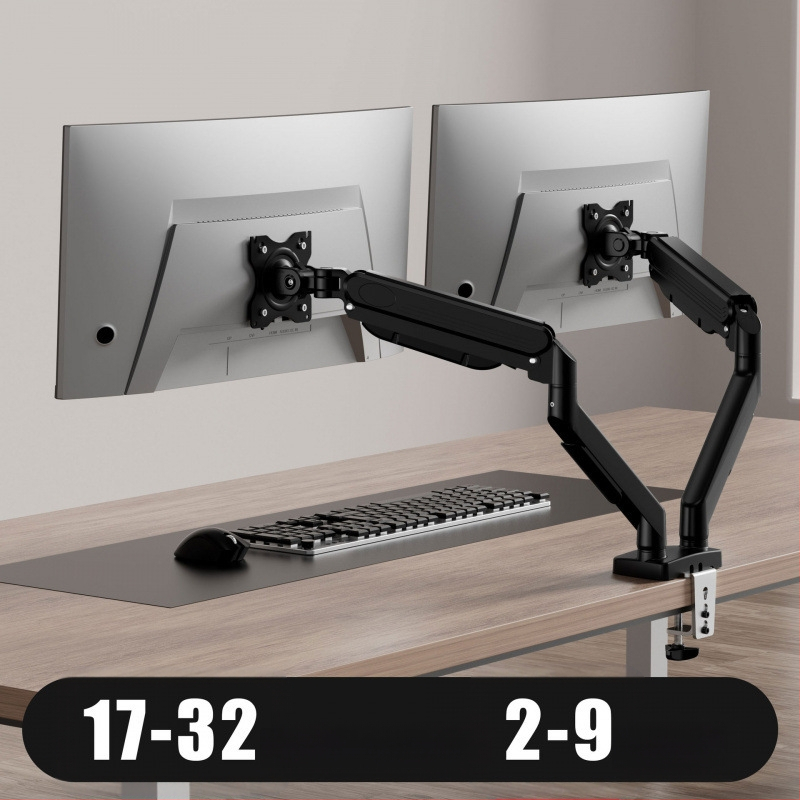Kahe ekraaniga monitori alus arvutiekraani tõstealusega lauaarvuti kuvariga, mittestantsiv teleskooppööratav