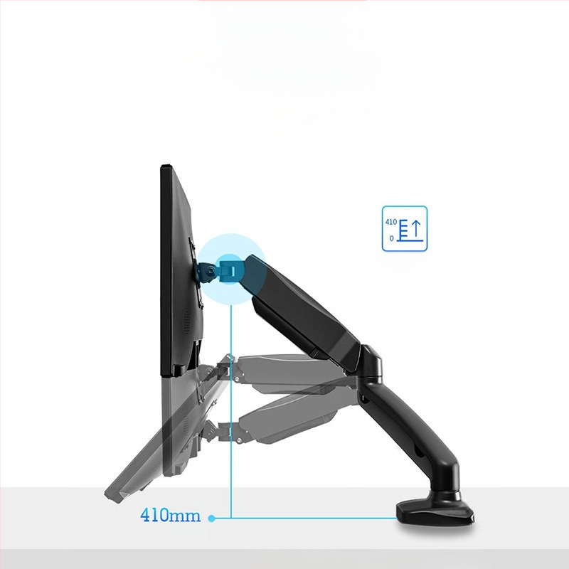 Kahe ekraaniga monitori alus arvutiekraani tõstealusega lauaarvuti kuvariga, mittestantsiv teleskooppööratav