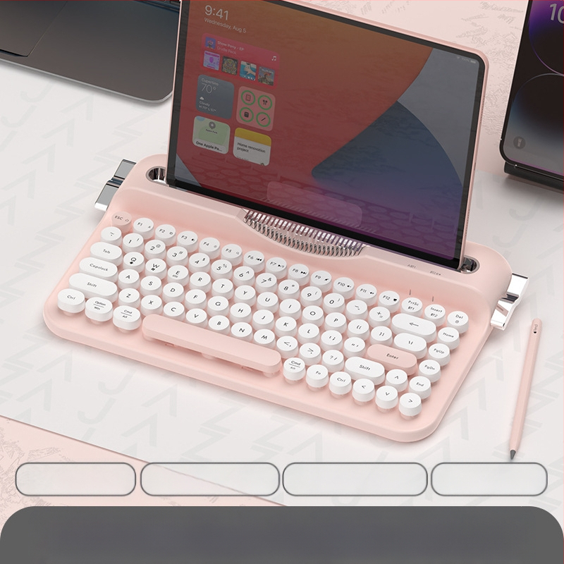 Безжична Bluetooth 2.4g ретро клавиатура Heijue Af84 с два режима, поддържаща свързване с множество устройства и предлагаща се с Groove Fixation.