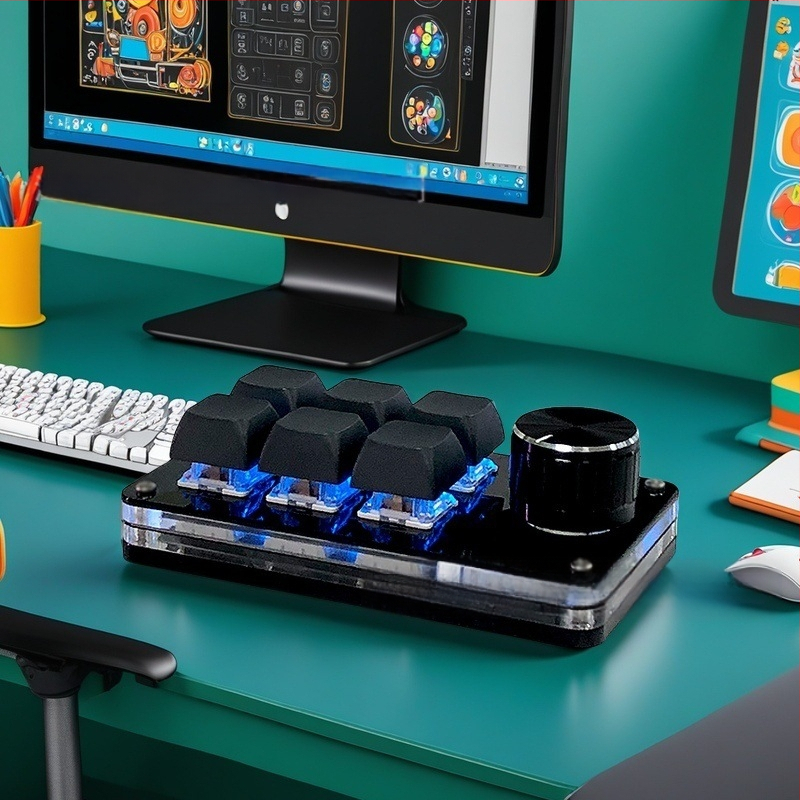 6-клавишна USB персонализирана офис клавиатура с клавишни комбинации PS, копиране и поставяне, контрол на силата на звука на компютъра, рисуване, електронни спортове Osu