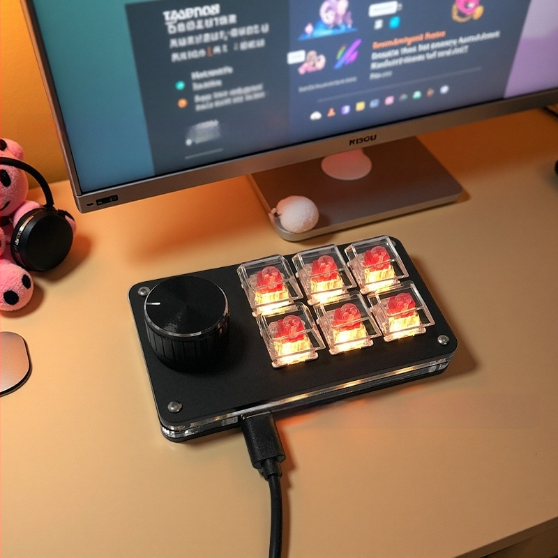 6-клавишна USB персонализирана офис клавиатура с клавишни комбинации PS, копиране и поставяне, контрол на силата на звука на компютъра, рисуване, електронни спортове Osu