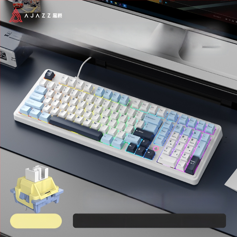 Heijue Ak980 Механична клавиатура за игри 100 клавиша Персонализирана клавиатура за електронни спортове за офис игри, компютър, Amazon