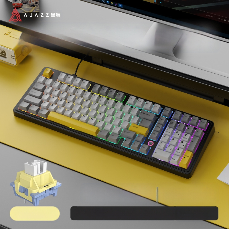 Heijue Ak980 Механична клавиатура за игри 100 клавиша Персонализирана клавиатура за електронни спортове за офис игри, компютър, Amazon