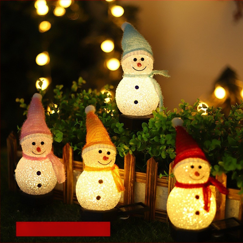 Határokon átnyúló napelemes karácsonyi hóember lámpa kültéri kerti udvari tájlámpa vízálló gyeplámpa gyantás lámpa