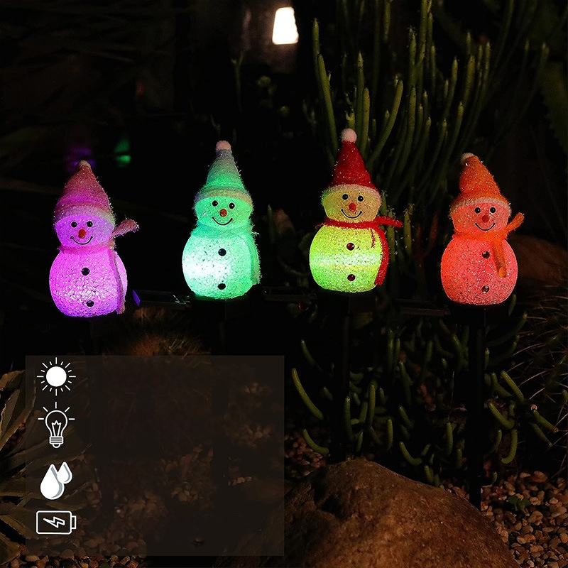 Határokon átnyúló napelemes karácsonyi hóember lámpa kültéri kerti udvari tájlámpa vízálló gyeplámpa gyantás lámpa