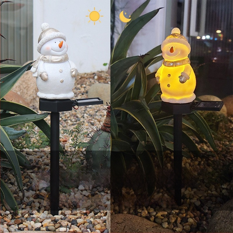 Határokon átnyúló napelemes karácsonyi hóember lámpa kültéri kerti udvari tájlámpa vízálló gyeplámpa gyantás lámpa