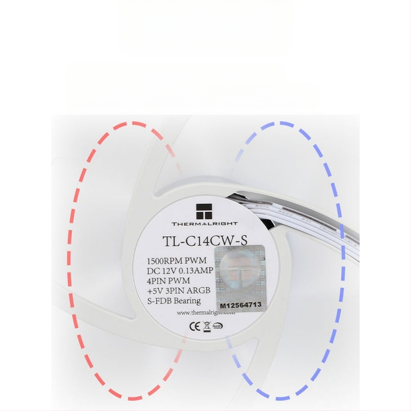 Limin TL-C14C-S must 14cm šassiiventilaator lauaarvutile vaikne valge ARGB arvuti jahutusventilaator