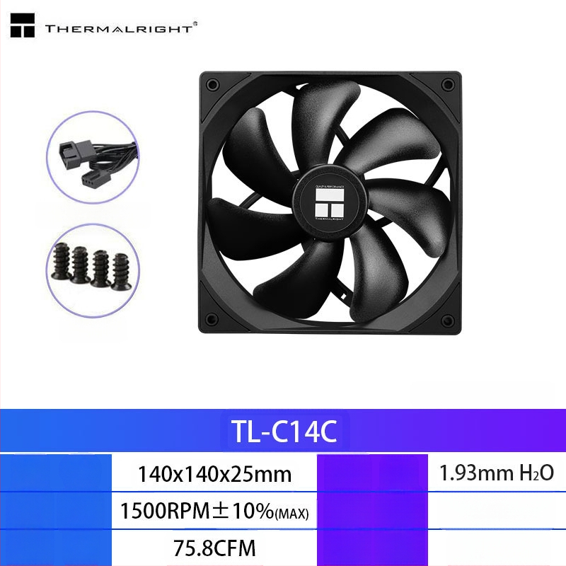 Limin TL-C14C-S must 14cm šassiiventilaator lauaarvutile vaikne valge ARGB arvuti jahutusventilaator
