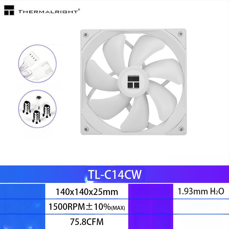 Limin TL-C14C-S must 14cm šassiiventilaator lauaarvutile vaikne valge ARGB arvuti jahutusventilaator
