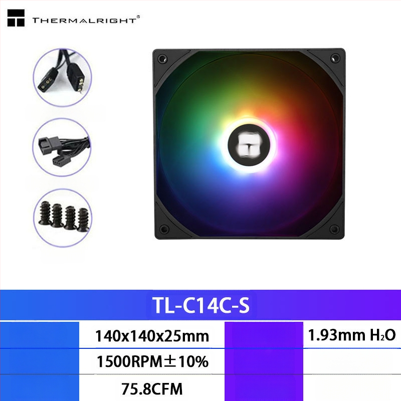 Limin TL-C14C-S must 14cm šassiiventilaator lauaarvutile vaikne valge ARGB arvuti jahutusventilaator