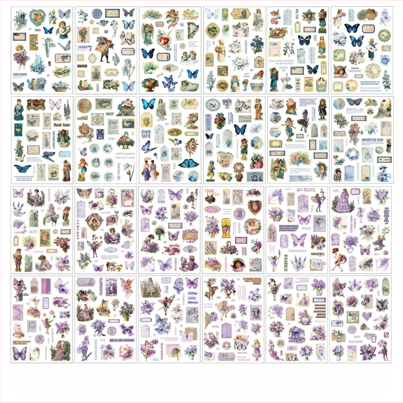 Korai hab- és papírvágó fólia, nagyméretű matricás könyv, Xiseshao sorozat, könnyű retró anyagok kézikönyve, barkácsoláshoz használt kertészeti kollázs