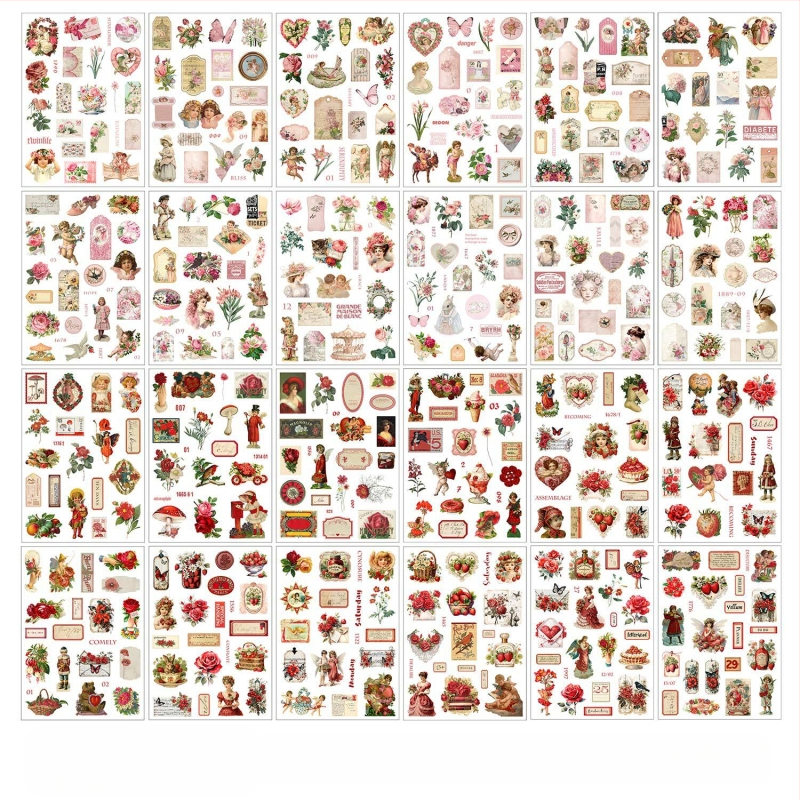 Korai hab- és papírvágó fólia, nagyméretű matricás könyv, Xiseshao sorozat, könnyű retró anyagok kézikönyve, barkácsoláshoz használt kertészeti kollázs