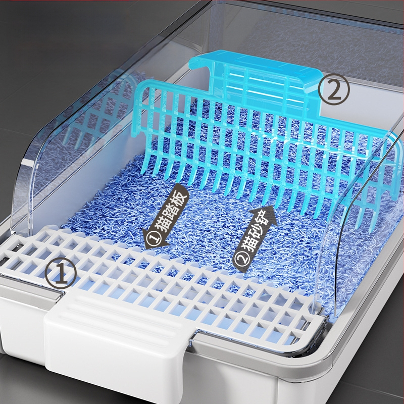 Kassiliivakast, poolsuletud, lõhnakindel, eriti suur kassi tualett, lemmikloomatarbed, pritsmekindel, eriti suur kassiliivakast, piiriülene