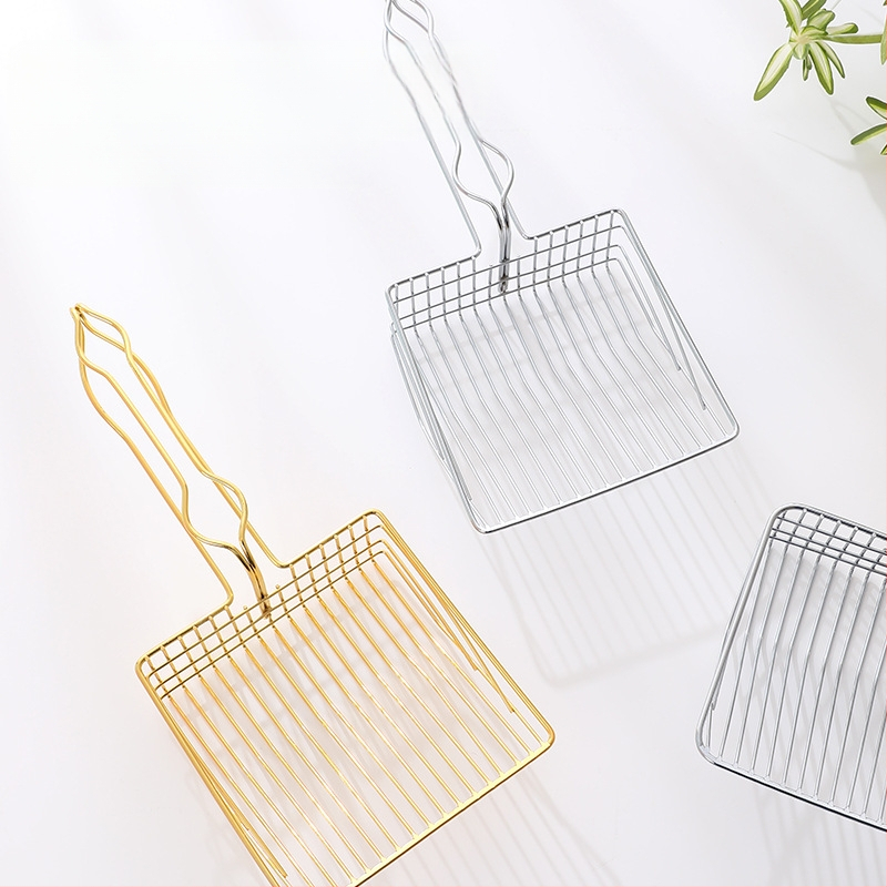 Odinis kačių kraiko kastuvas, integruotas kačių kastuvas, didelis katėms skirtas nerūdijančio plieno kastuvas, didmeninis metalinis kačių kraiko kastuvas