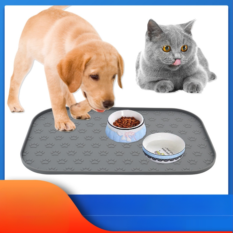 Uus suur 44 * 27 cm silikoonist lemmikloomade lauamatt, ülevooluvastane esiletõstetud kujundusega käpajäljega lemmikloomade lauamatt