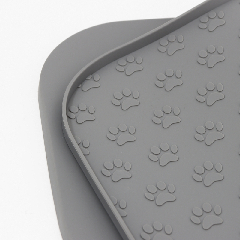 Uus suur 44 * 27 cm silikoonist lemmikloomade lauamatt, ülevooluvastane esiletõstetud kujundusega käpajäljega lemmikloomade lauamatt