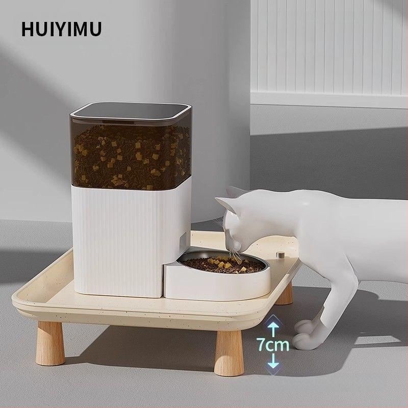 Kaelakaitsega kõrgendatud taldrik, kasside automaatne söötja, lemmikloomade lekkekindel koera suure läbimõõduga taldrik, kassikauss, toidualus, alusmatt