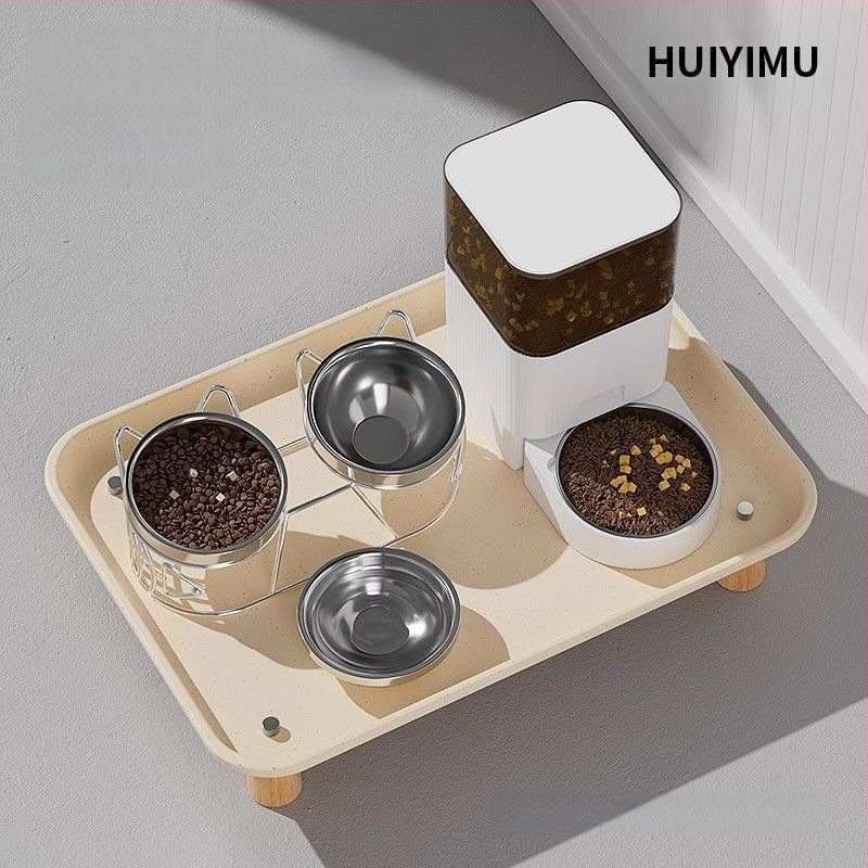 Kaelakaitsega kõrgendatud taldrik, kasside automaatne söötja, lemmikloomade lekkekindel koera suure läbimõõduga taldrik, kassikauss, toidualus, alusmatt