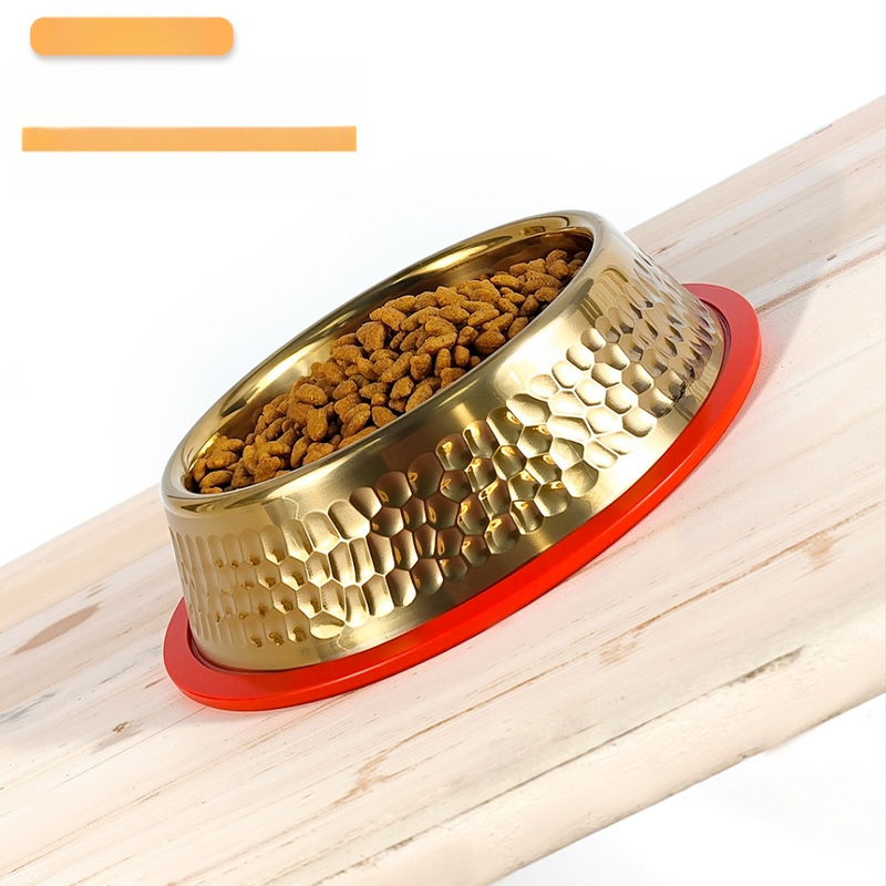 Piiriülene roostevabast terasest kuldne lemmikloomakauss, koera lauanõud, lainepapist söötmiskauss, löögikindel kassi joogikauss, hulgimüük
