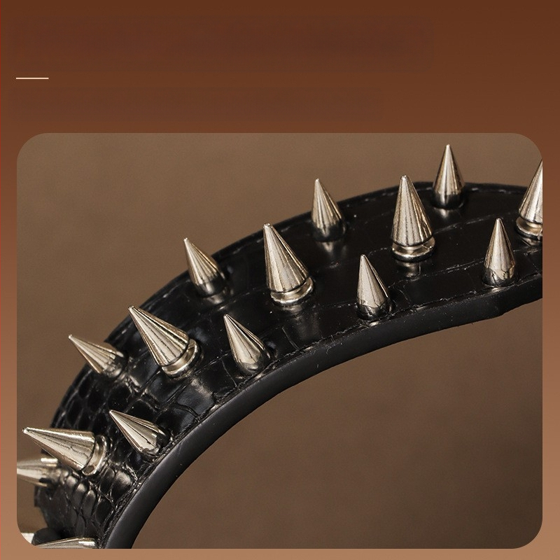 Piiriülene suurte koerte kaelarihm neetidega kaelakaitse krokodillimustriga hundihammastega laiendatud kumer tugev hammustusvastane nael hulgimüügist