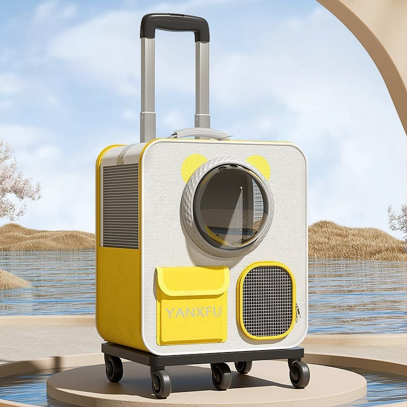 Macskazsák, kapszula alakú táska, hordozható kisállat gurulós tok, több macskás, nagy kapacitású poggyász, macska-kutya hátizsák, hátizsák