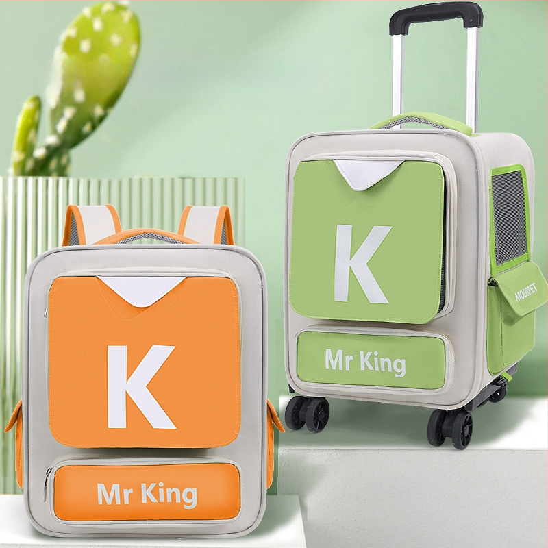 Gyárilag közvetlen macskatáska kimenő kutyáknak hordozható kisállat gurulós tok macska bőröndtáska dupla vállra akasztható kisállat táska