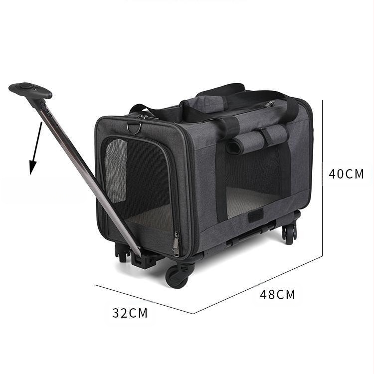 Kisállat-szállító kocsi Nagy kapacitású gurulós tok Macskaketrec két macskának Lélegző hátizsák Kutya-szállító tárgy