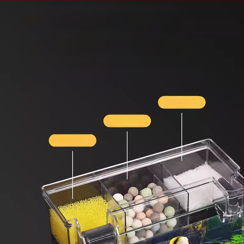 „Songbao“ sieninis žuvų akvariumo filtras, vėžlių akvariumo filtro dėžutė, trijų viename deguonies filtras, sieninis lašėjimo indas, didmeninė prekyba.