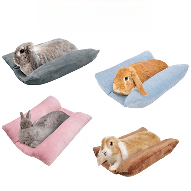 Minkštas triušio guolis, šiltas mažų gyvūnų triušio įgaubtas guolis, apkabinimo kilimėlis, pliušinis kilimėlis, medvilninė pagalvė, augintinio narvelio miego kilimėlis