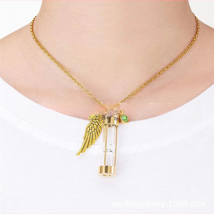 AliExpress Най-продаваното колие с пепел от пясъчен часовник, отварящо се, с бутилка парфюм, възпоменателно колие с пепел от котки и кучета и камък за рожден ден